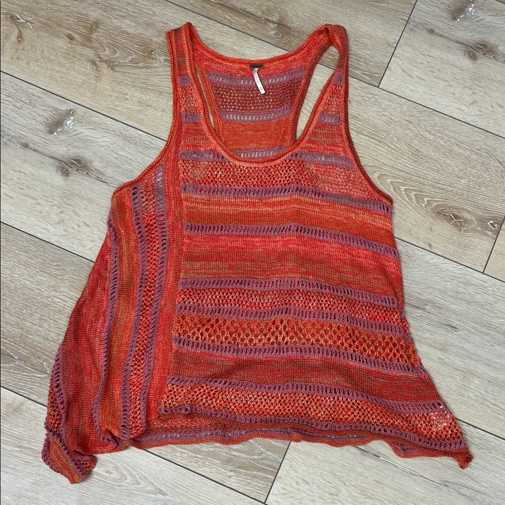 Free People Red and Orange Knit Tank Top